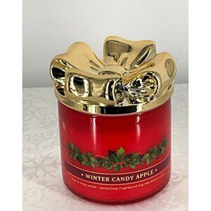 Bath & Body Works Winter Candy Apple 3-Wick Scented Candle 14.5 Oz Red With Gold